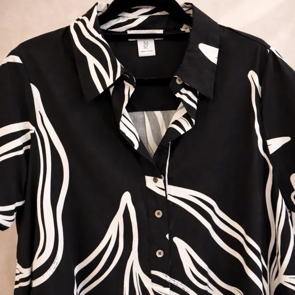 Rachel Zoe Black & White Abstract Tulip Dress With Pockets - Picture 3 of 4